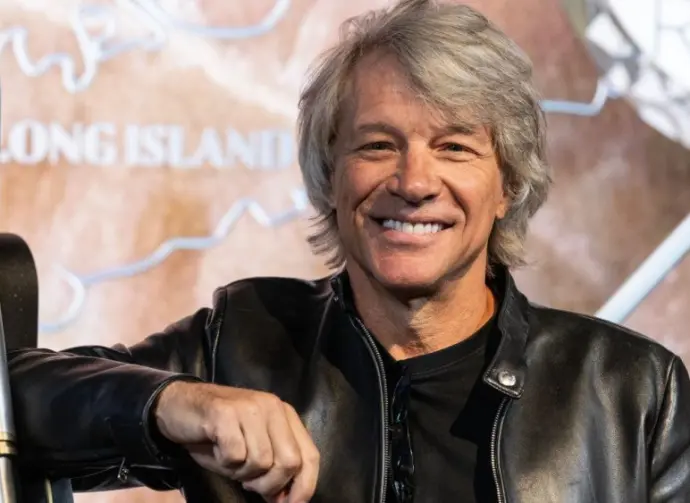 Jon Bon Jovi visits the Empire State Building in New York on September 15^ 2023 to light it in blue in partnership with iHeartRadio to announce a new Pfizer vaccine to fight COVID-19