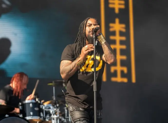 Sevendust perform at the Sick New World music festival. LAS VEGAS^ NEVADA - May 13^ 2023