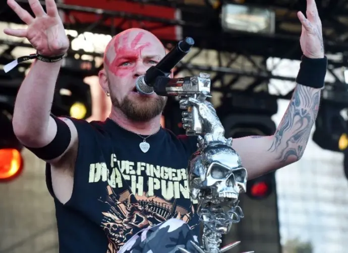 Singer Ivan Moody of Five Finger Death Punch during performance at festival Rock for People in Hradec Kralove^ Czech republic^ July 4^ 2016.
