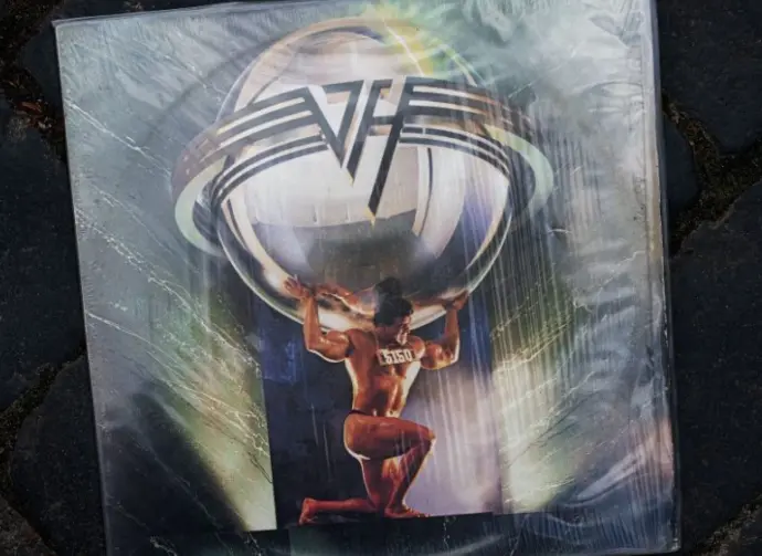 Retro album cover of Van Halen iconic record titled '5150' from 1986.