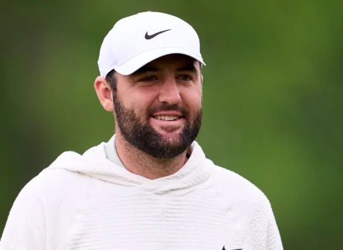 Scottie Scheffler of United States in action during a practice round prior to the 2024 PGA Championship at Valhalla Golf Club on May 13^ 2024 in Louisville^ Kentucky.