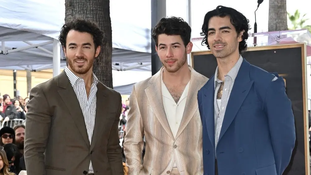 Kevin Jonas^ Nick Jonas and Joe Jonas at the Hollywood Walk of Fame Star ceremony. LOS ANGELES^ CA. January 30^ 2023