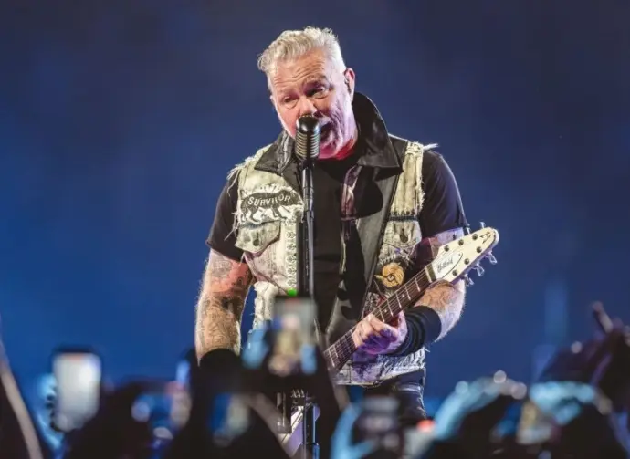 James Hetfield of Metallica performs on stage at Lincoln Financial Field during the M72 World Tour. Philadelphia^ PA USA - May 25^ 2025