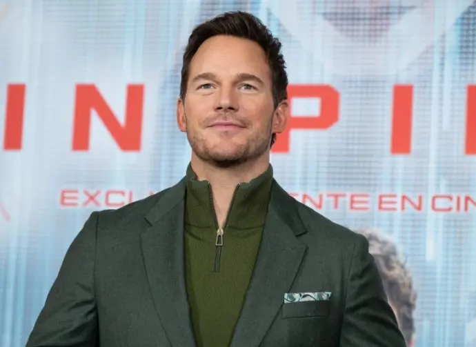 US actor Chris Pratt attends the "Sin Piedad" (Mercy) photocall at Four Seasons Hotel on January 09^ 2026 in Madrid^ Spain.