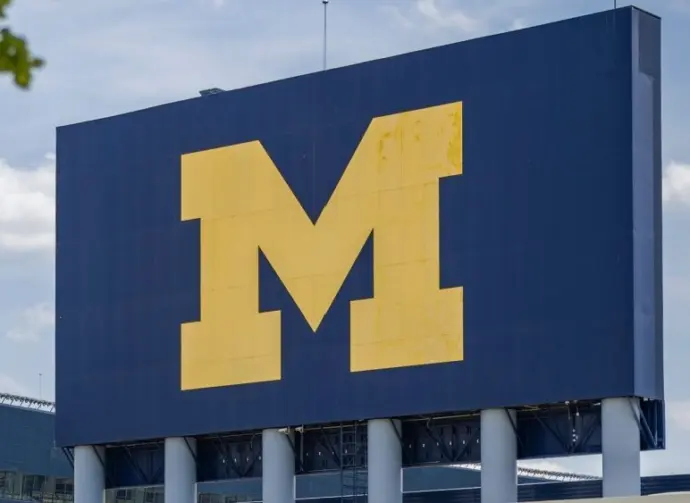 University of Michigan Wolverines' logo at NCAA football stadium Ann Arbor^ MI - May 27^ 2022