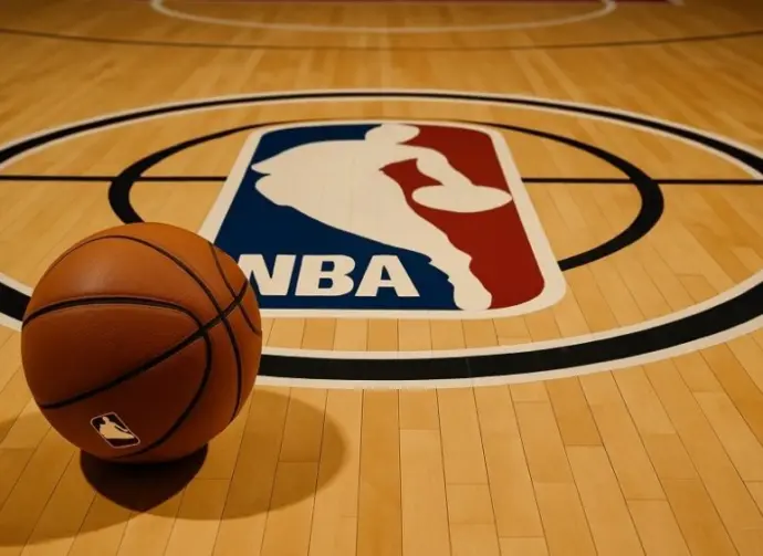 NBA BASKETBALL COURT WITH BALL This content was generated by an Artificial Intelligence (AI) system.