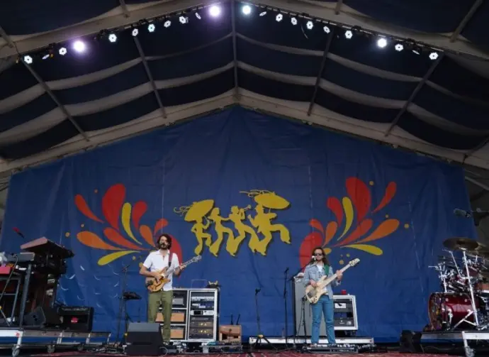 Peter Anspach^ Rick Mitarotonda^ Trevor Weeks and Cotter Ellis of the jam band Goose perform on stage at the 2025 New Orleans Jazz and Heritage Festival. New Orleans^ Louisiana - April 24^ 2025