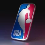 NBA. National Basketball Association logo on dark background. 3D render