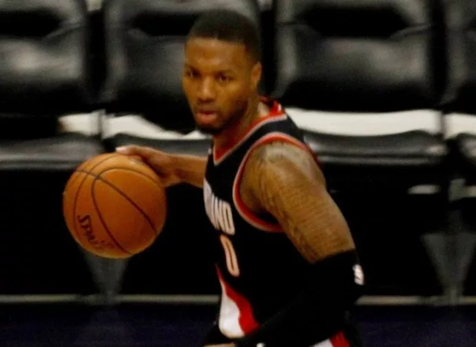 Damian Lillard point guard for the Portland Trailblazers at Talking Stick Resort Arena in Phoenix Arizona USA October 11^2017.