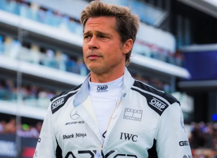Brad Pitt at Silverstone GP for Filming during the Formula One British Grand Prix Silverstone Circuit^ Towcester^ United Kingdom^ 9.July.2023