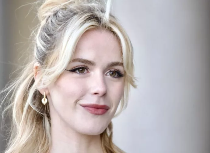 Kiernan Shipka outside Stockholm City Hall before entering Max Mara Resort24 fashion show. STOCKHOLM^ SWEDEN - JUNE 11^ 2023