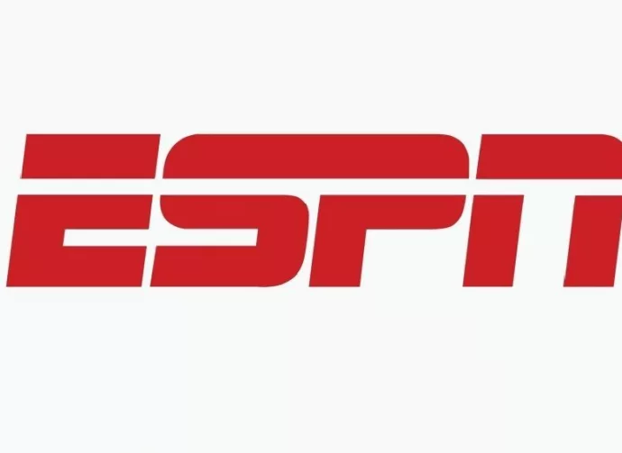ESPN^ Popular editorial vector logo is printed on white paper.