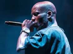 Portrait of rapper DMX with microphone in hand. EUROPE-18 SEPTEMBER^2014