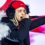 American rapper and singer Trippie Redd joins KSI on stage during a performance at Misfits Boxing X-Series 17 in Dublin's 3Arena Dublin^ Ireland - August 31 2024