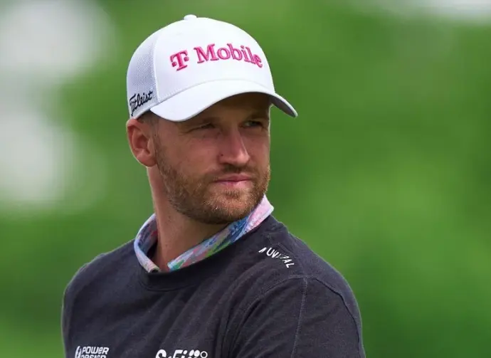 Wyndham Clark of the United States in action during a practice round prior to the 2024 PGA Championship at Valhalla Golf Club on May 14^ 2024 in Louisville^ Kentucky.