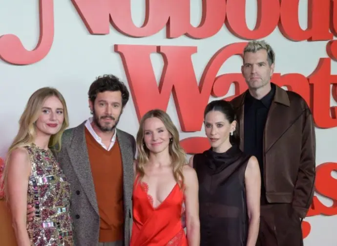 Justine Lupe^ Adam Brody^ Kristen Bell^ Jackie Tohn and Timothy Simons at the Season 2 premiere for "Nobody Wants This" LOS ANGELES^ USA. October 16^ 2025