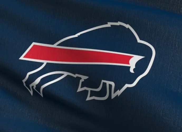 Buffalo Bill flag blowing in the wind. 3D rendering illustration of waving sign