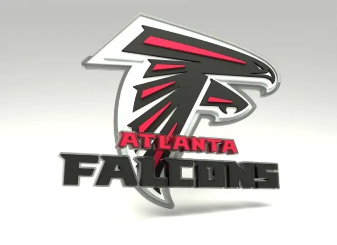 Emblem of the Atlanta Falcons. The Atlanta Falcons are a professional American football team. Template for presentation or infographics. 3D render. 3D Illustration