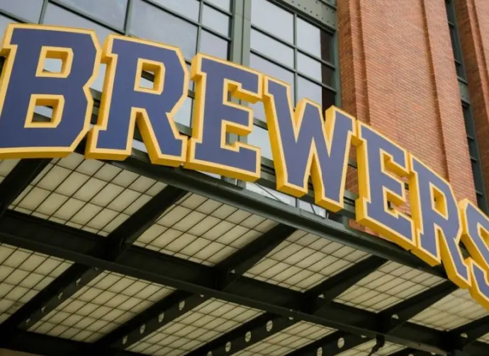 Milwaukee Brewers' American Family Field MLB Baseball stadium entrance Milwaukee^ Wisconsin - May 26^ 2022