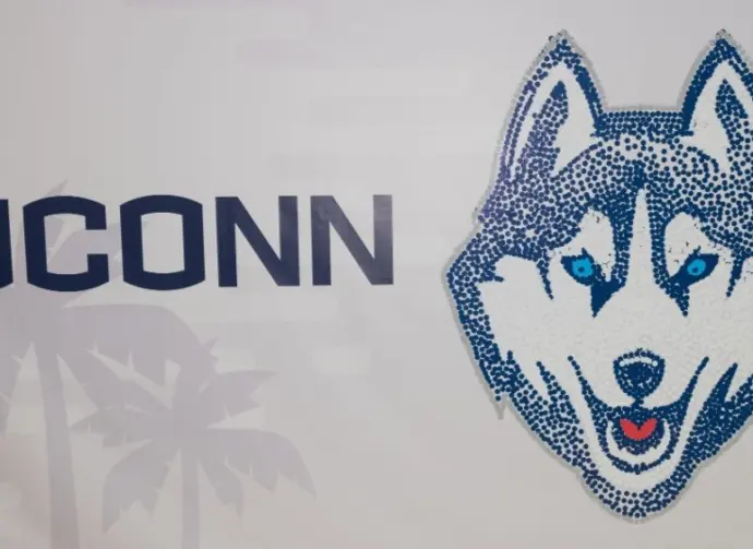 UCONN Huskies Banner in the Tampa Convention Center During the 2019 NCAA Women's Final Four Tampa Bay Tampa^ Florida / USA - April 6^ 2019