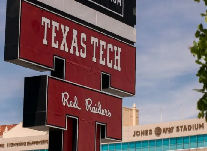 Texas Tech University NCAA Football Jones ATT Stadium Red Raiders logo Lubbock^ Texas - June 5^ 2021