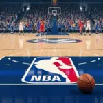 NBA BASKETBALL COURT WITH BALL (This content was generated by an Artificial Intelligence (AI) system.)