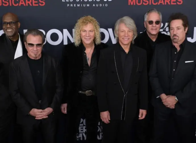 Phil X^ David Bryan^ Jon Bon Jovi^ Hugh McDonald and Tico Torres of Bon Jovi at the MusiCares Person of the Year Gala. LOS ANGELES^ USA. February 02^ 2024