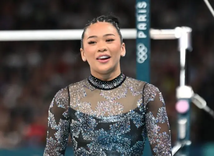 Sunisa Lee USA competes on the unevern bars during the Artistic Gymnastics Women's Qualification at the the Olympic Games Paris 2024 at Bercy Arena PARIS^ FRANCE-July 28
