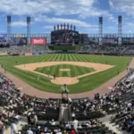Guaranteed Rate Field panorama^ home of the Chicago White Sox. Guaranteed Rate Field replaced Comiskey Park in 1991. Chicago - May 12^ 2024