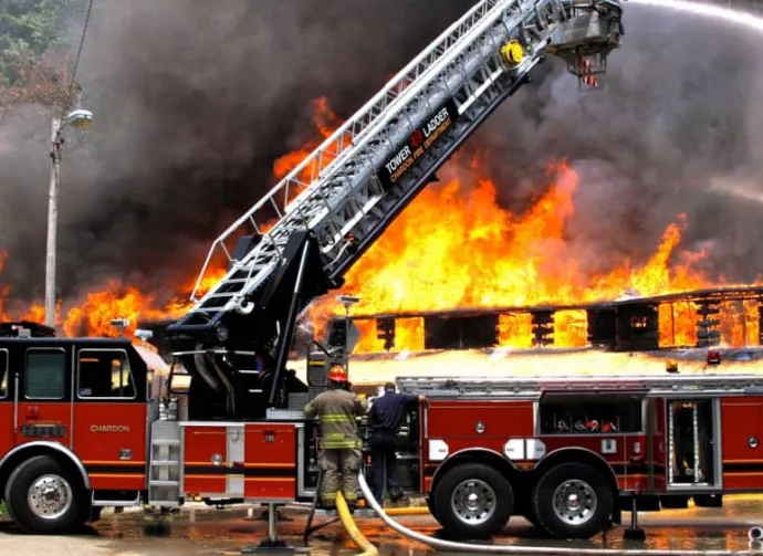 Firefighters fighting fire during training on October 15^ 2009 in Ohio