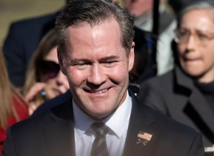 United States National Security Adviser Michael Waltz speak to the press outside the White House. WASHINGTON D.C.^ USA - February 4^ 2025