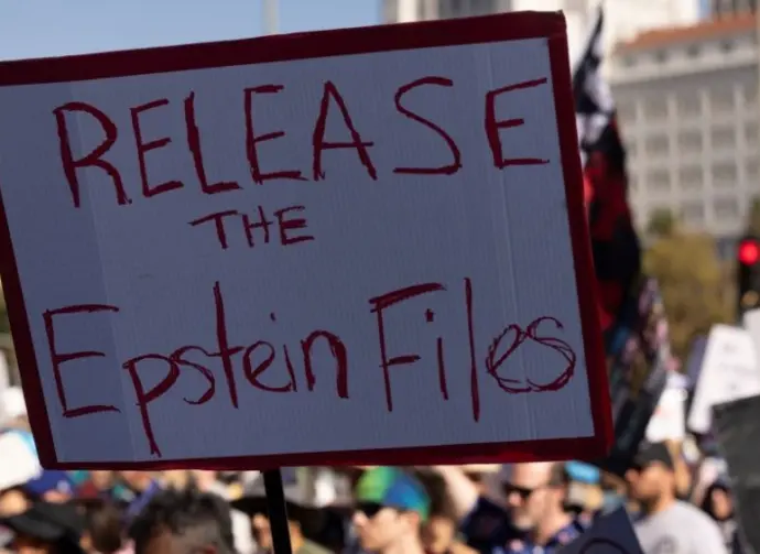 Protestors push for the release of the Jeffrey Epstein files during the No Kings movement. Los Angeles^ California^ USA - October 18^ 2025