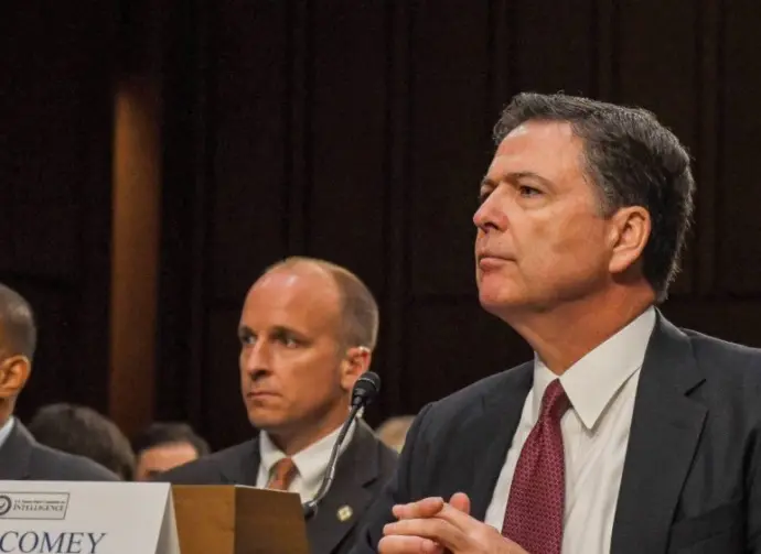Former FBI Director James Comey testifies in front of the Senate Intelligence Committee during hearing in the Hart Senate Office building Washington DC^ USA^ June 8^ 2017