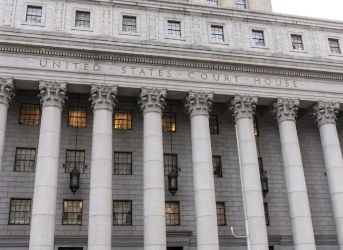 View of Thurgood Marshall United States Courthouse where Ghislaine Maxwell trial has been heard New York^ NY - december 21^ 2021