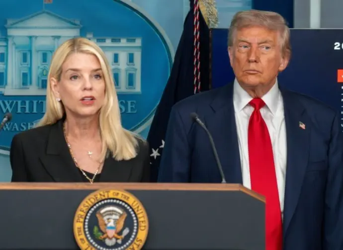 Attorney General Pam Bondi Speaks during President Donald Trump press briefing to announce he is invoking the Home Act Washington DC^ United States^ August 11 2025