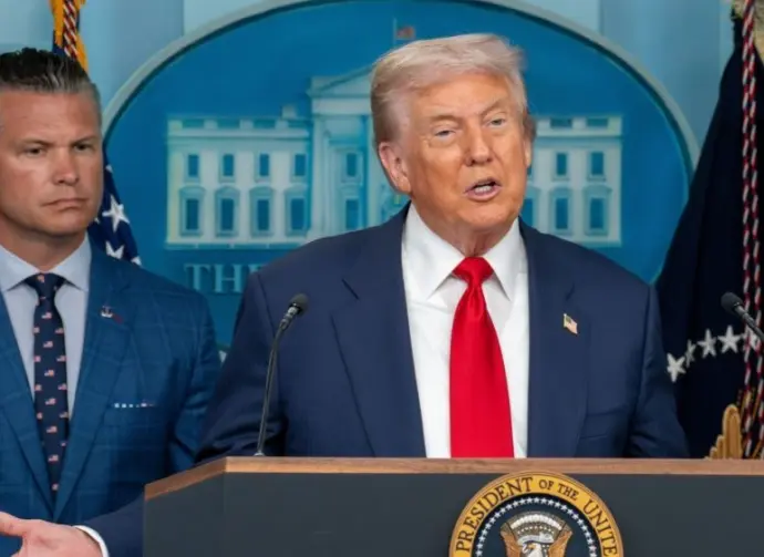 Washington DC^ United States^ August 11 2025: President Donald Trump holds a press briefing with Defense Secretary Pete Hegseth