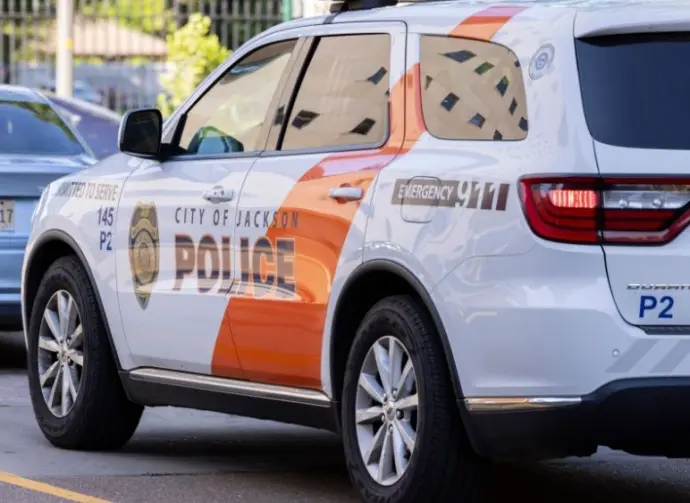 City of Jackson Police cruiser patrols the streets of downtown Jackson. Jackson^ Mississippi^ USA - April 23^ 2024