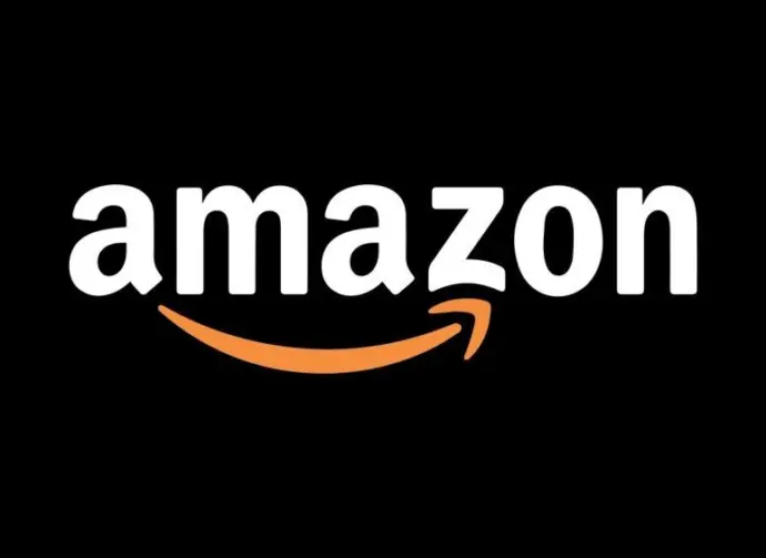 Amazon logo. Editorial icon isolated on black background