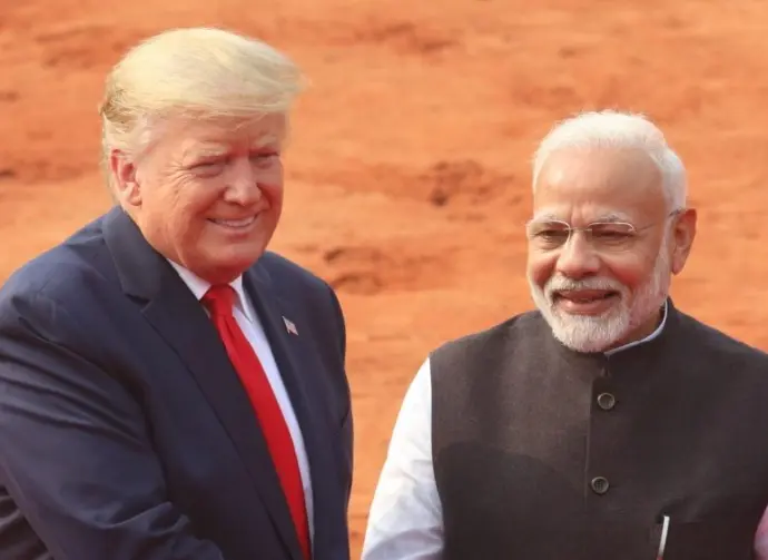 U.S. President Donald Trump^ Indian President Ram Nath Kovind during a ceremonial at the presidential palace NEW DELHI^ INDIA - February 25^ 2020