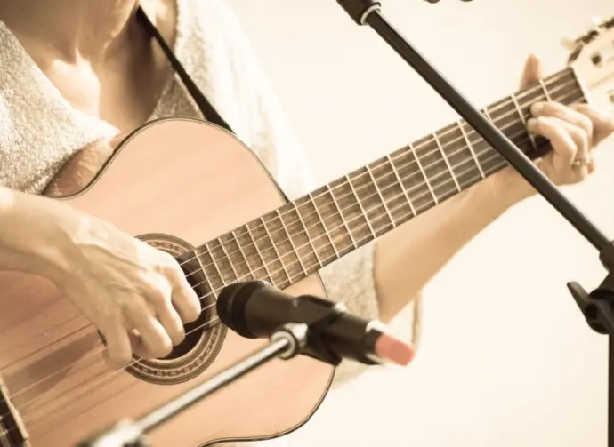 Woman with guitar/toned photo