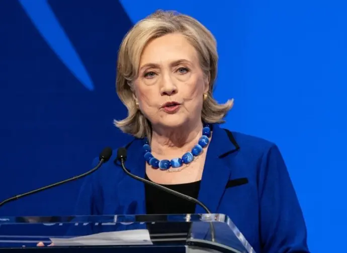 Hillary Rodham Clinton speaking at Clinton Global Initiative summit in New York on September 18^ 2023