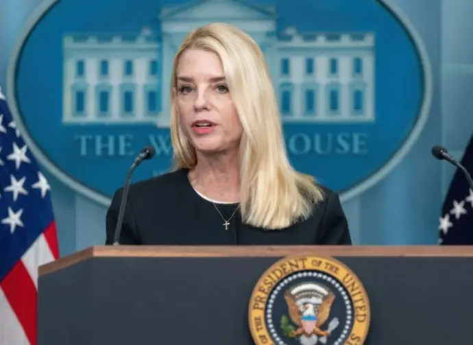President Donald Trump holds a press conference with Attorney General Pam Bondi and Deputy Attorney General Todd Blanche on Supreme Court Victory at the White House Washington DC. 2025 June 27