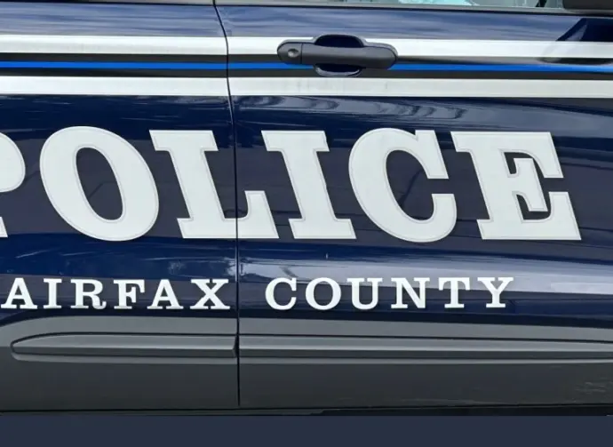 Fairfax County Police department sign decal on vehicle. Fairfax is a county in Northern Virginia. MCLEAN^ VIRGINIA - AUGUST 16^ 2024