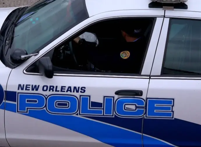 NOPD Police car in the streets of New Orleans - NEW ORLEANS^ LOUISIANA - APRIL 17^ 2016