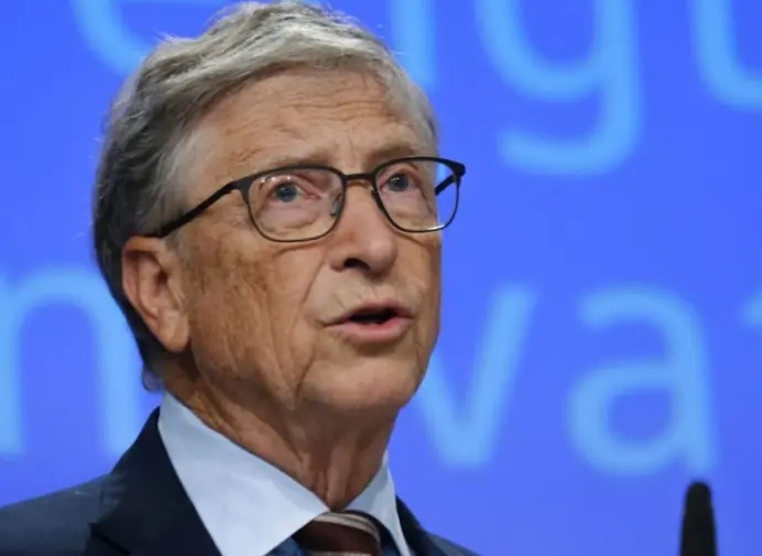 Former Microsoft CEO^ Bill Gates during the launch of a new funding partnership to eradicate polio signing ceremony in Brussels^ Belgium on October 11^ 2023.