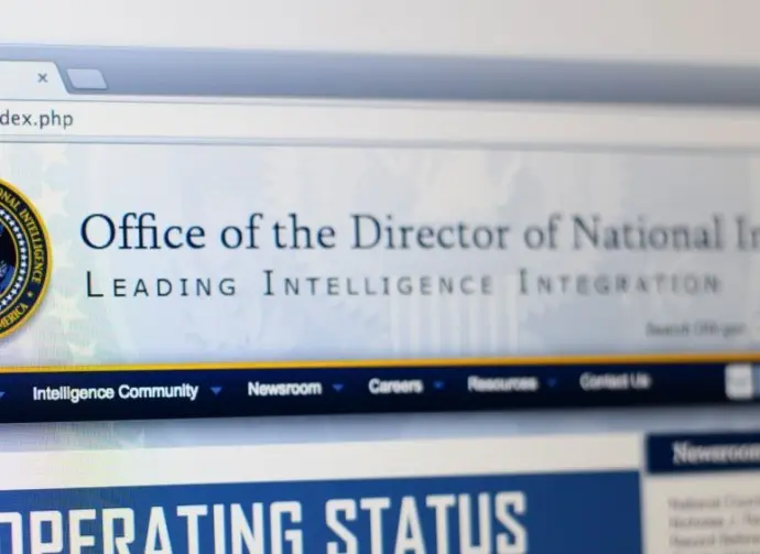 Photo of the office of the director of national intelligence page on a monitor screen