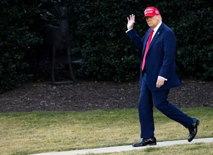 President Donald Trump leaves the White House and walks towards Marine One WASHINGTON – February 28 2025