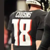 Atlanta Falcons quarterback Kirk Cousins (18) before the game against the Carolina Panthers on January 5^ 2025 at Mercedes-Benz Stadium. ATLANTA^ GA - JAN 5