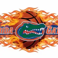 Florida Gators basketball logo with basketball and flames and put them in a border in a row
