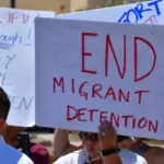 People demonstrating against children being held in the Clint^ Texas Border Patrol facility. Conditions there have been described as squalid^ inhumane and abusive. Clint^ Texas / USA - 29 June 2019